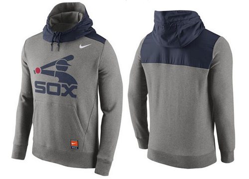 Men's Chicago White Sox Nike Gray Cooperstown Collection Hybrid Pullover Hoodie - Click Image to Close